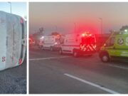 Autobús con 20 niños se vuelca en la México-Puebla; hay 4 muertos