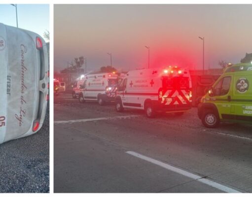 Autobús con 20 niños se vuelca en la México-Puebla; hay 4 muertos