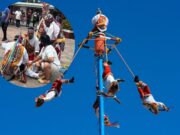 Cae volador de Papantla en Xochimilco